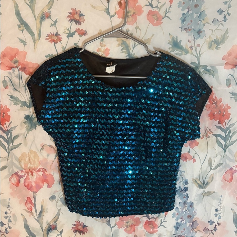 Vintage Sequin Teal Women's Top